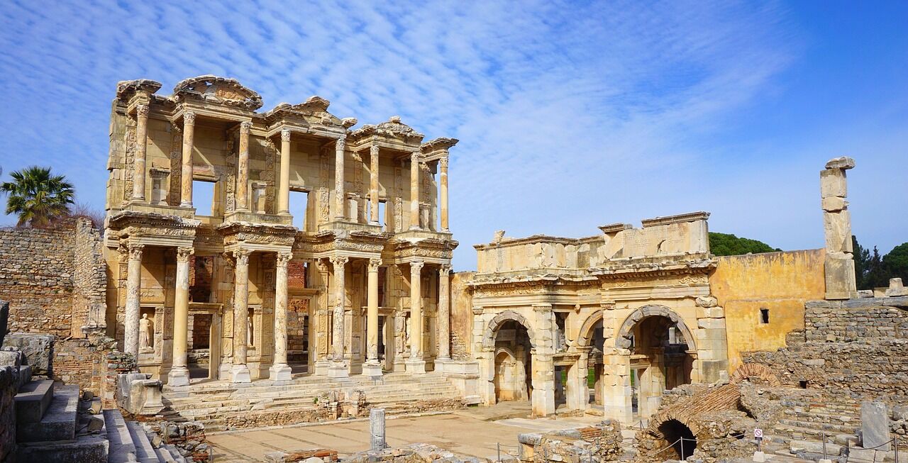 The Library of Celsus among the ruins of ancient Ephesus
